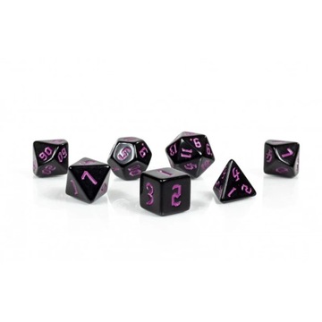 MROCZNY CZARNO-FIOLETOWY ZESTAW 7 KOŚCI KOSTEK RPG