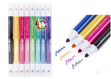 PISAKI FLAMASTRY DWUKOLOROWE 16 kolorów - KIDEA