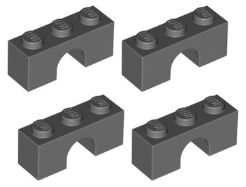 LEGO łuk mostek 1x3x1 c.szary 4 szt 4490 NOWY