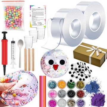 TAŚMA BĄBELKOWA DO DMUCHANIA BUBBLE TAPE ZESTAW PREZENT DLA DZIECKA SQUISHY