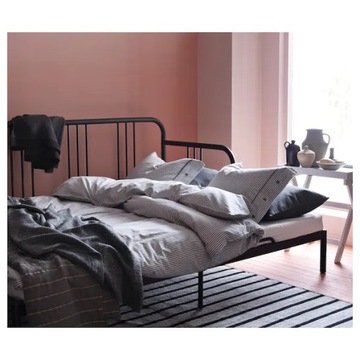 IKEA FYRESDAL CZARNY leżanka + 2 Szare materace