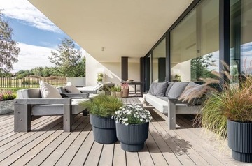 HEOS DBMIN300 ВЫСОКИЙ АНТРАЦИТОВЫЙ ЦВЕТОЧНЫЙ ГОРШОК, РЕБРИЦОВЫЙ, 10Л