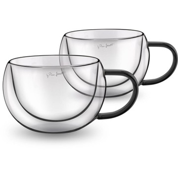 2 x Filiżanka Cappuccino Termiczna 270ml Czarne Uszko Lamart