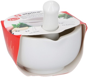 MOŹDZIERZ Ceramiczny MAŁY 8x8x5 cm z tłuczkiem ALPINA