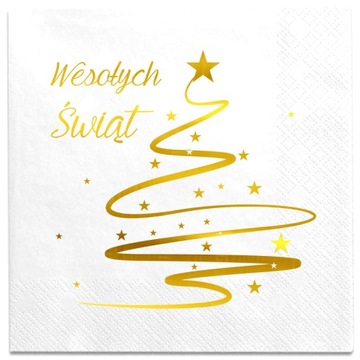 Serwetki świąteczne białe Choinka Wesołych Świąt