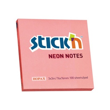 Notes samoprzylepny 76x76 mm Neon Stickin różowy jasny neonowy
