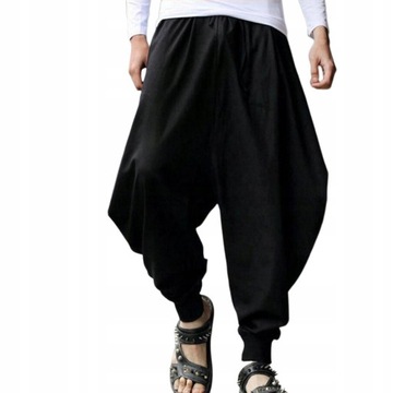 Men Harem Baggy Pants Men Hakama Linen Casual Wide