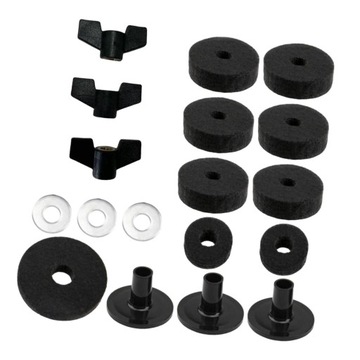 18 сменных пластин с гайками, фетровая подставка для хай-хэта, черная