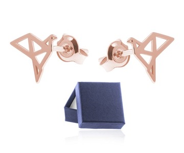 KOLCZYKI PTAKI ORIGAMI GOŁĄBKI PTASZKI SREBRO pr. 925 ROSE GOLD