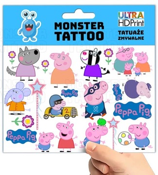 МОЮЩИЕСЯ ВРЕМЕННЫЕ ТАТУ ДЛЯ ДЕТЕЙ ДЕТСКАЯ СВИНКА ПЕППА ОРИГИНАЛЬНЫЕ ДИЗАЙНЫ