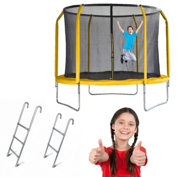 TRAMPOLINA OGRODOWA SIATKA DRABINKA z siatką 10FT / 312cm ŻÓŁTA
