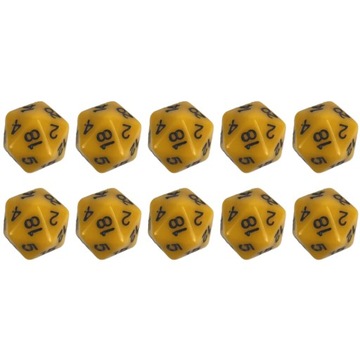 ZESTAW 10 KOSTEK K20 RPG ŻÓŁTA KOŚĆ DWUDZIESTOŚCIENNA