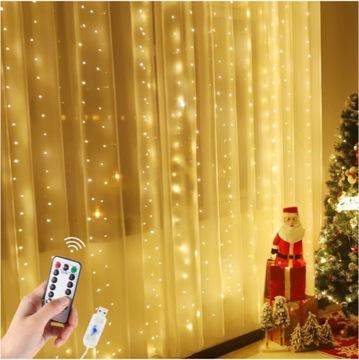 KURTYNA Świetlna Świąteczna Zasłona 300 LED +PILOT