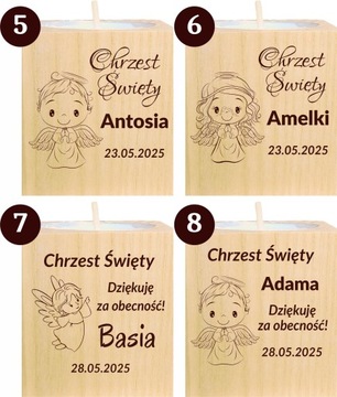 Podziękowanie dla Gości Komunia Chrzest piękny świecznik 1 szt grawer IMIĘ