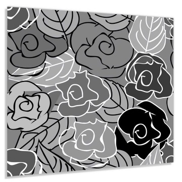 Szkło hart 60x50 Czarno-białe kwiaty - wektory