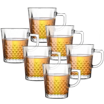 SZKLANKI 280 ml DO HERBATY KAWY OZDOBNE Z UCHEM ZESTAW 6 szt.