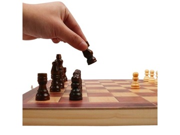 Игра в шахматы, шашки, нарды, большая, деревянная, 3-в-1
