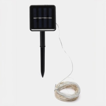 LAMPKI GIRLANDA SOLARNA OGRODOWA DRUCIKI ŁAŃCUCH 100 LED 12m