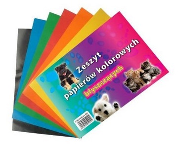 ZESZYT PAPIERÓW KOLOROWYCH A5 7 KARTEK POŁYSK