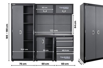 MEBLE GARAŻOWE WARSZTATOWE REGAŁ SZAFKA NARZĘDZIOWA WARSZTATU BLAT INOX 3D