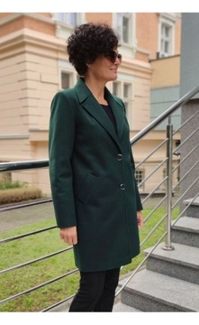 ПРОСТОЕ ЭЛЕГАНТНОЕ ЗЕЛЕНОЕ ШЕРСТЯНОЕ ПАЛЬТО, размер 48