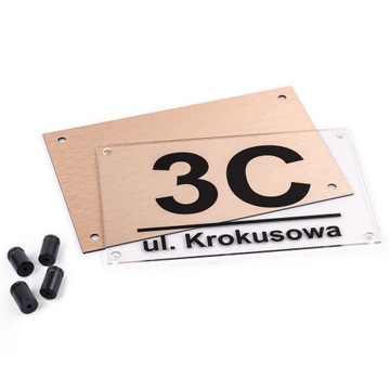 АДРЕСНАЯ ТАБЛИЧКА PLEX АЛЮМИНИЙ + ПРОСТАВКИ