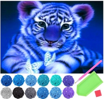 HAFT DIAMENTOWY 5D DIAMOND PAINTING 40x30 TYGRYS