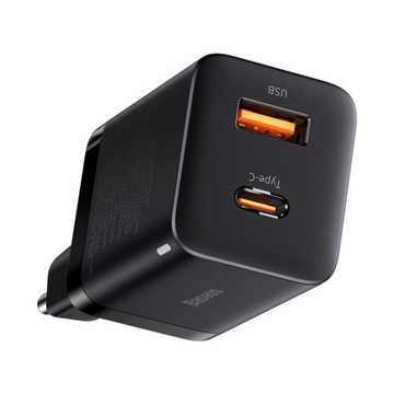 BASEUS SZYBKA ŁADOWARKA SIECIOWA DO TELEFONU 2X USB USB-C 30W PD AFC QC 3.0