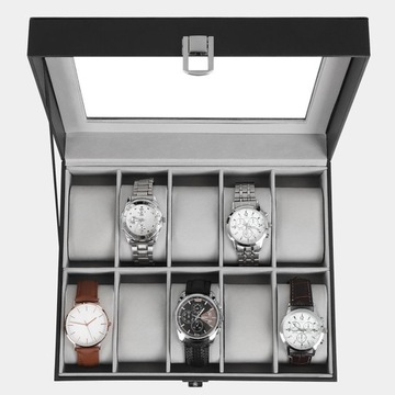 Organizer na biżuterię, kosmetyki ERGO hakano - WATCHSTORAGEBOX BLACK 10SLO