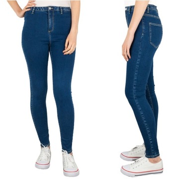 C&A Damskie Spodnie Ciemny Jeans Jeansy Rurki Super Skinny Wysoki Stan 46