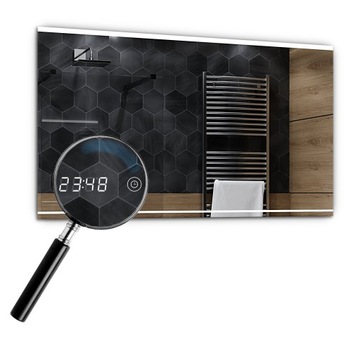 Lustro z LED 100x80 cm - Seoul - Zegarek Dotykowy