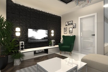 Стеновые панели 3D BRYLANT черные, кессон, 8 шт.