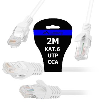 KABEL PRZEWÓD LAN SIECIOWY RJ45 DO INTERNETU KAT.6 CAT.6 UTP 2M LANBERG
