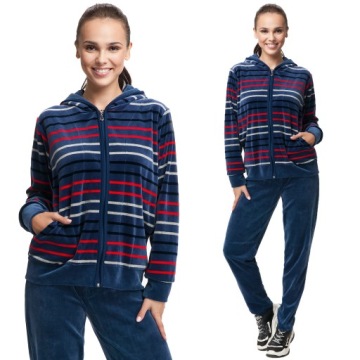 Женский бархатный спортивный костюм LUNA код 341 индиго 3XL