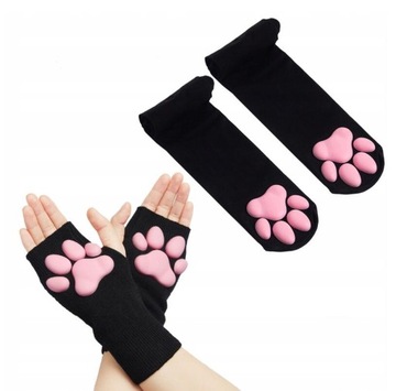 3D Silicone Cat Paw Gloves Stocking Socks