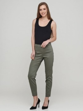 SPODNIE MATERIAŁOWE zielone Casual H&M r. 36 S