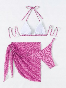 BIKINI KOMPLET + PAREO BOHO W KWIATY SHEIN L