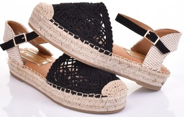 STYLOWE ESPADRYLE DAMSKIE ELEGANCKIE SANDAŁY NA SŁOMCE PLATFORMA