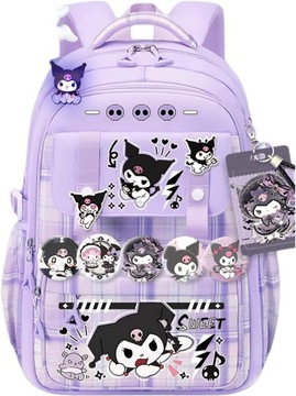 PLECAK SANRIO KUROMI 1DŁUGOPIS 1LINIJKA 1PUDEŁKO OZDÓB 21W1 DLA KLASY 1-6