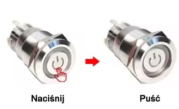Przycisk włącznik przełącznik bistabilny wandaloodporny 19mm