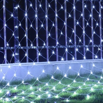 Siatka LED BIAŁA ZIMNA LAMPKI choinkowe KURTYNA 3x3m