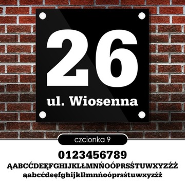 Tablica adresowa adres 3D numer na dom 25x25 czarna - szkło akrylowe