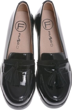 Женские босоножки на кожаной платформе черный лак 39