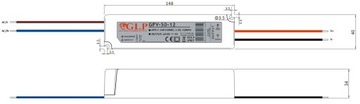 Блок питания для светодиодных лент 12V DC 4A WATERPROOF IP67 48W импульсный трансформатор