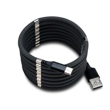 Kabel SKRĘCANY MAGNETYCZNY USB Lightning CZARNY