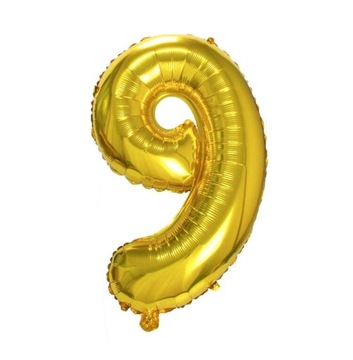 ZŁOTY BALON 40 cm CYFRA 9 DZIEWIĘĆ URODZINY