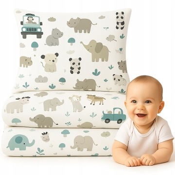 POŚCIEL 100x135 DO ŁÓŻECZKA DZIECIĘCA NIEMOWLĘCA 2 ELEMENTY BAWEŁNA 100%