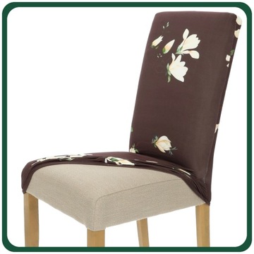 ПОКРЫТИЕ НА СТУЛ МАГНОЛИЯ ЦВЕТЫ КОРИЧНЕВЫЕ УЗОРЫ ГИБКИЙ УНИВЕРСАЛЬНЫЙ