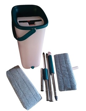 YORK MOP PŁASKI OBROTOWY HANDY WIADRO DWUKOMOROWE Z WYCISKACZEM KIJ + ZAPAS