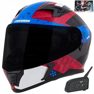 KASK + INTERKOM MOTOCYKLOWY CASSIDA 3.0 + SZYBA